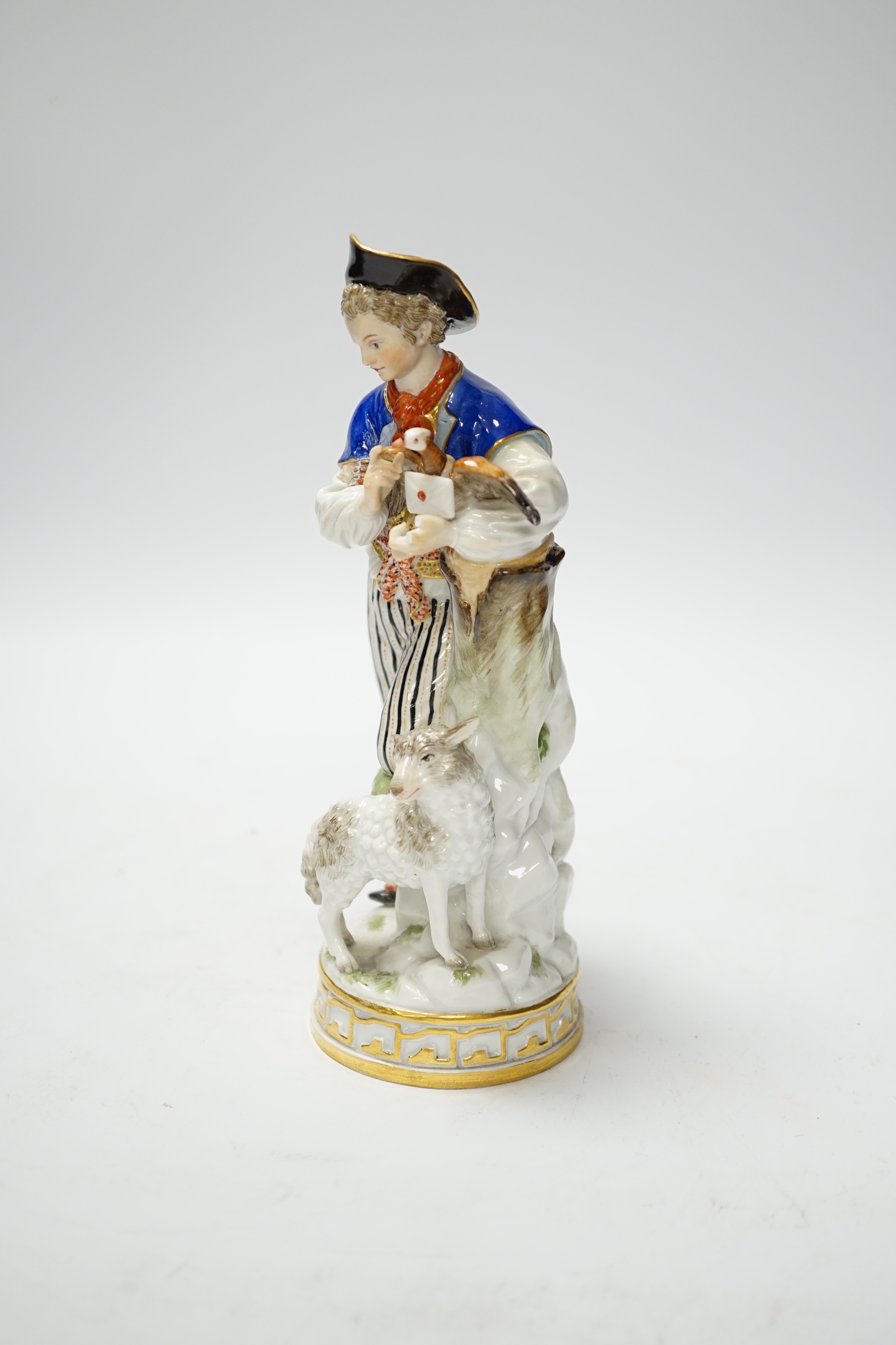 A Meissen shepherd group, late 19th century, 19cm